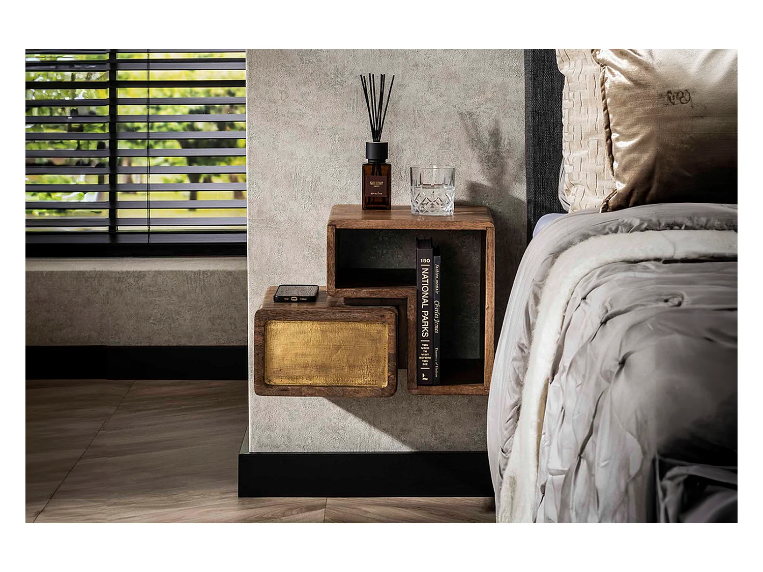 Comodino - Legno Legno - 30 x 42 cm - BRASY