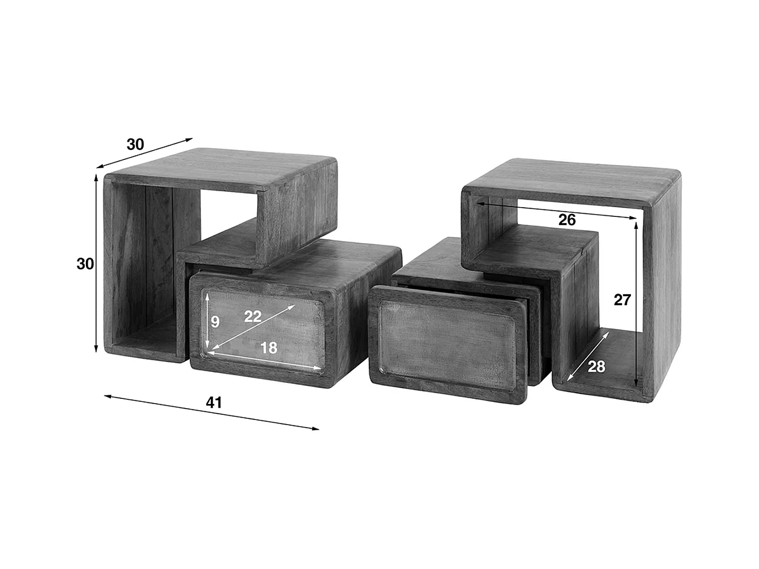 Comodino - Legno Legno - 30 x 42 cm - BRASY