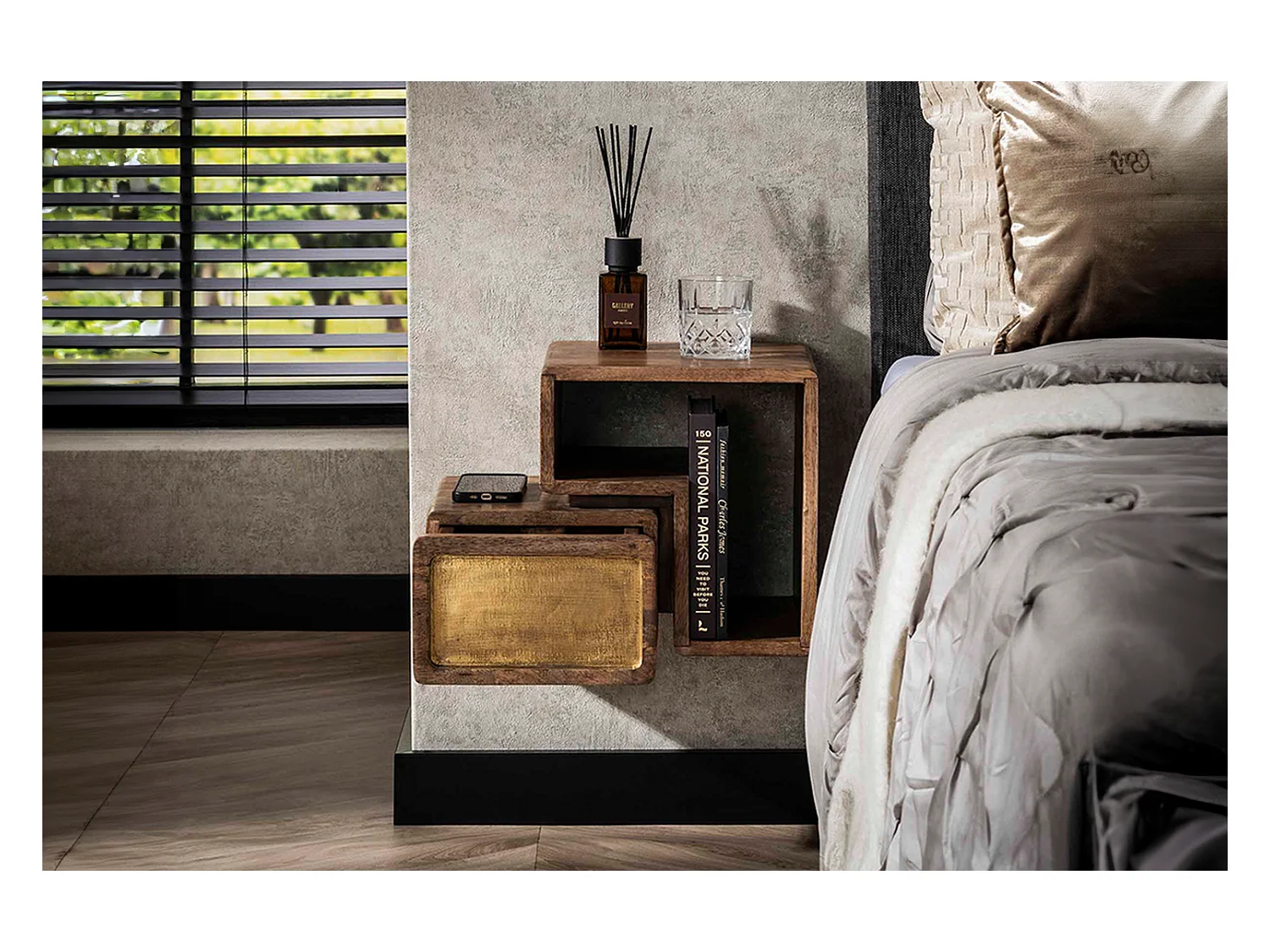 Comodino - Legno Legno - 30 x 42 cm - BRASY