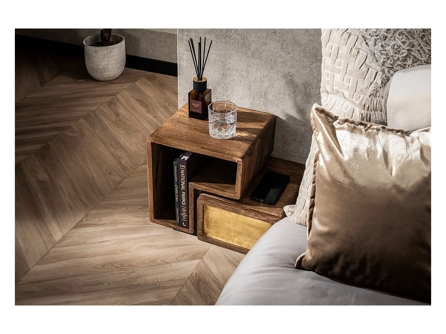 Comodino - Legno Legno - 30 x 42 cm - BRASY