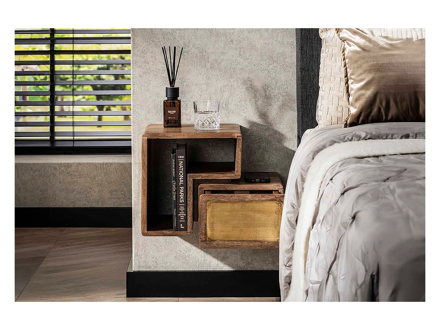 Comodino - Legno Legno - 30 x 42 cm - BRASY