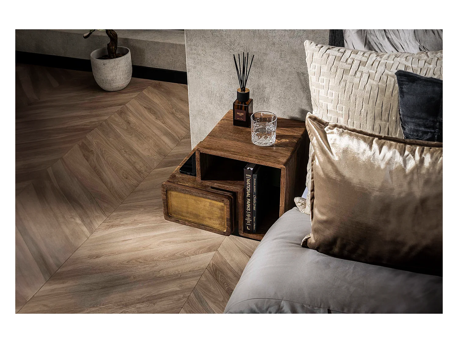 Comodino - Legno Legno - 30 x 42 cm - BRASY