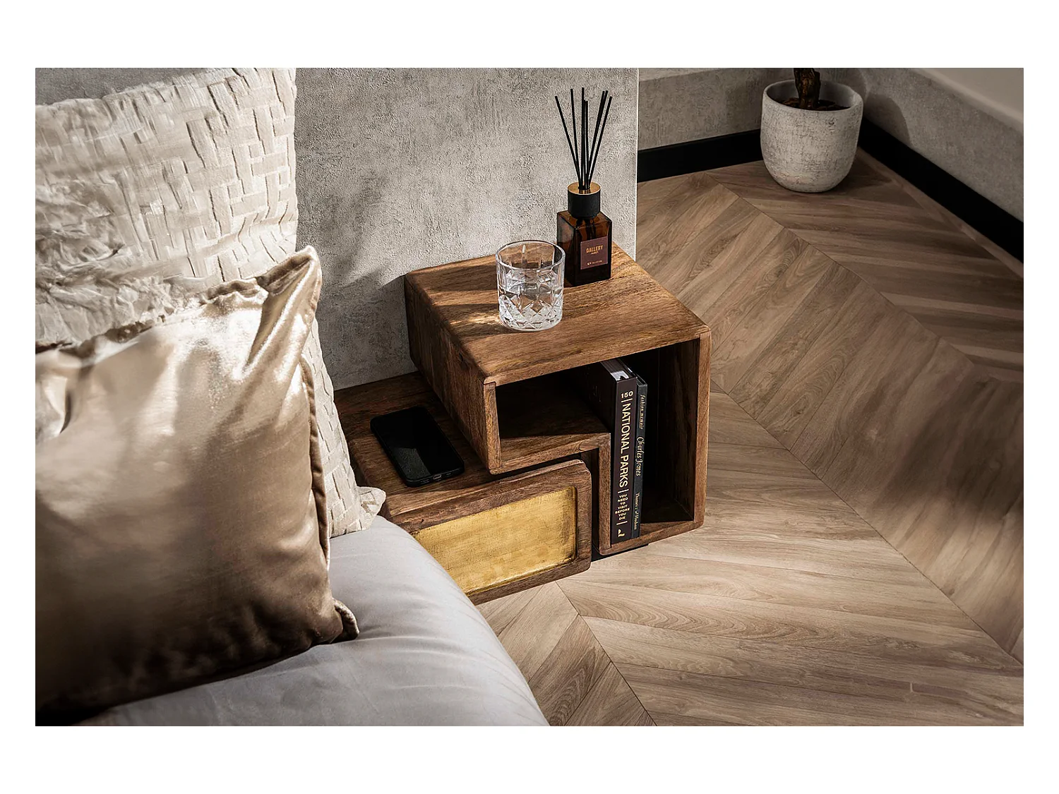 Comodino - Legno Legno - 30 x 42 cm - BRASY