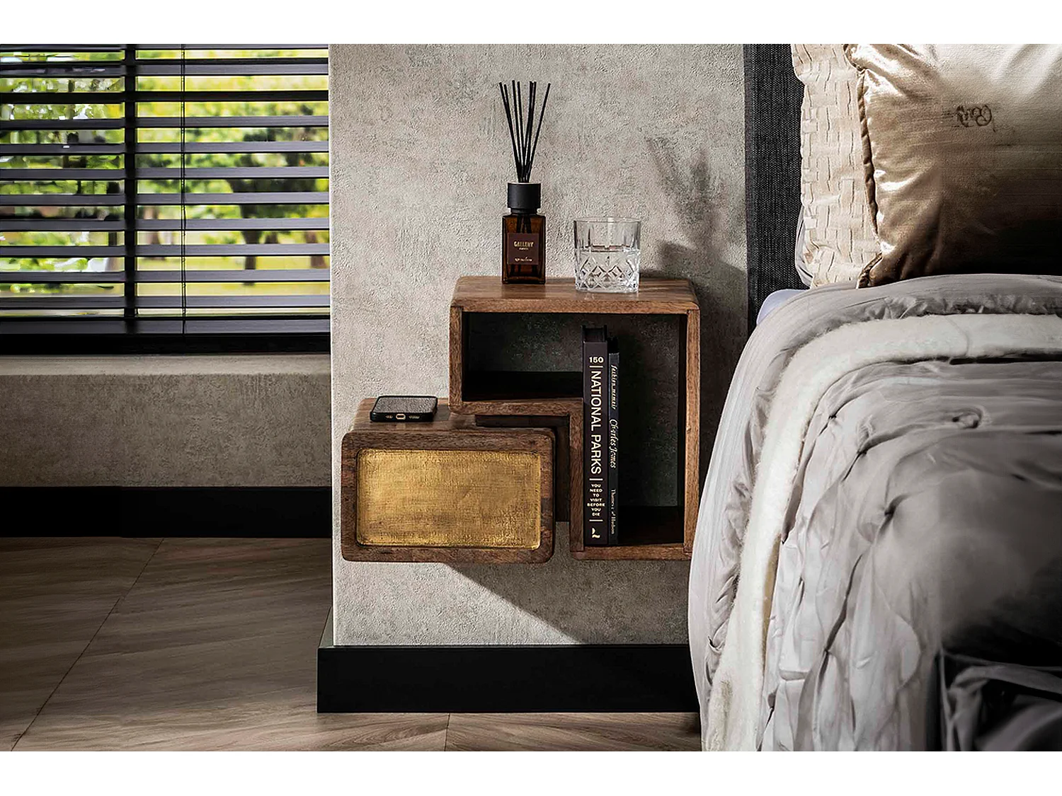 Comodino - Legno Legno - 30 x 42 cm - BRASY