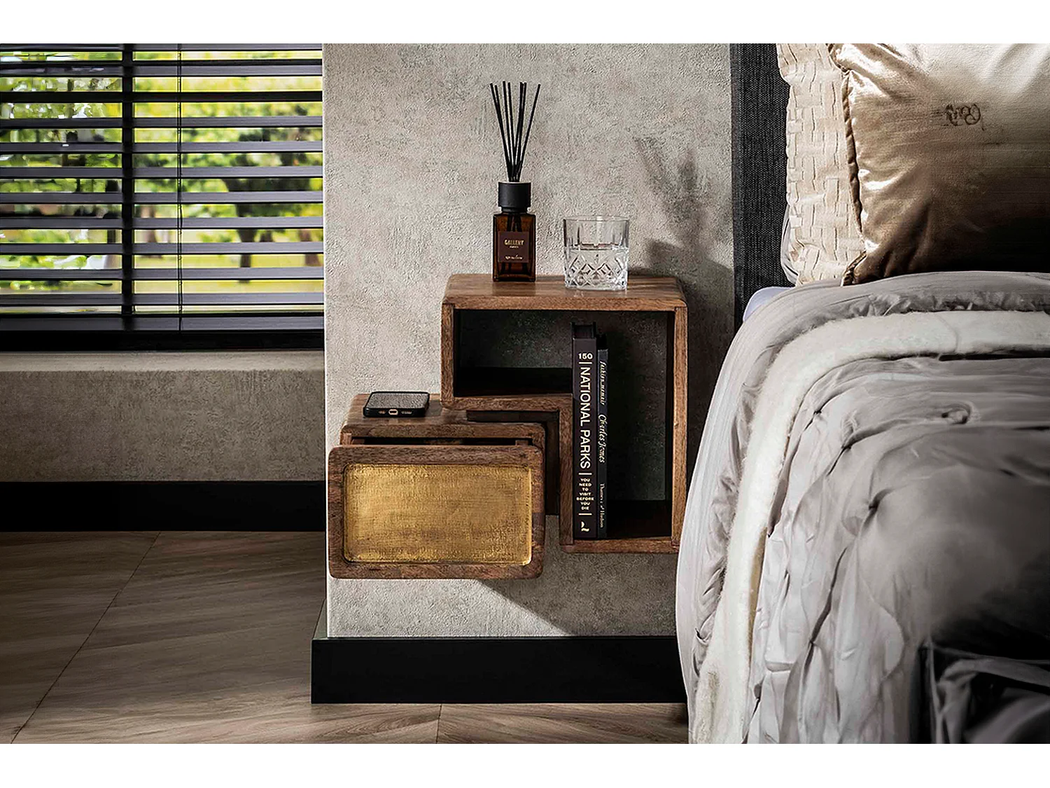 Comodino - Legno Legno - 30 x 42 cm - BRASY