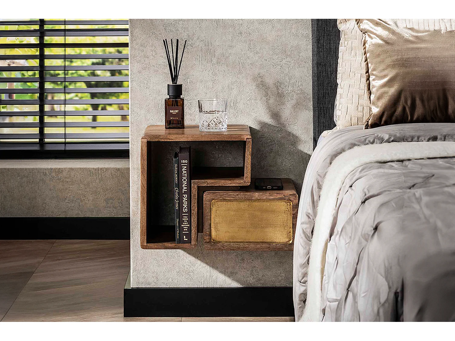 Comodino - Legno Legno - 30 x 42 cm - BRASY