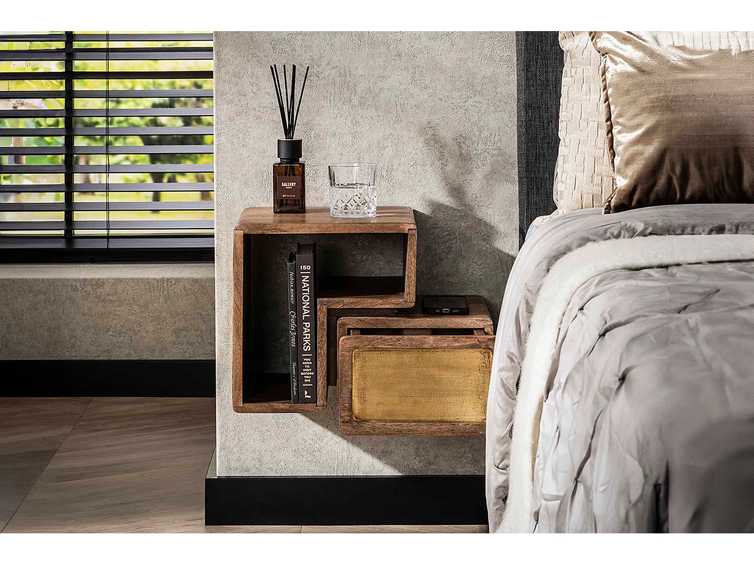 Comodino - Legno Legno - 30 x 42 cm - BRASY