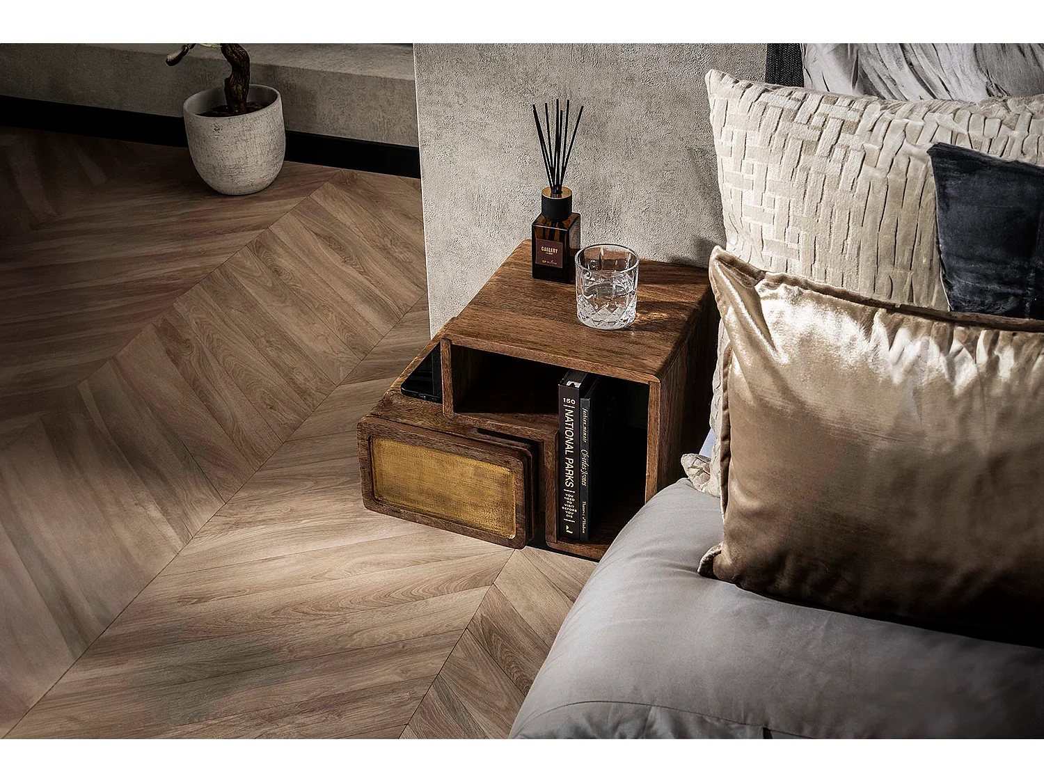 Comodino - Legno Legno - 30 x 42 cm - BRASY