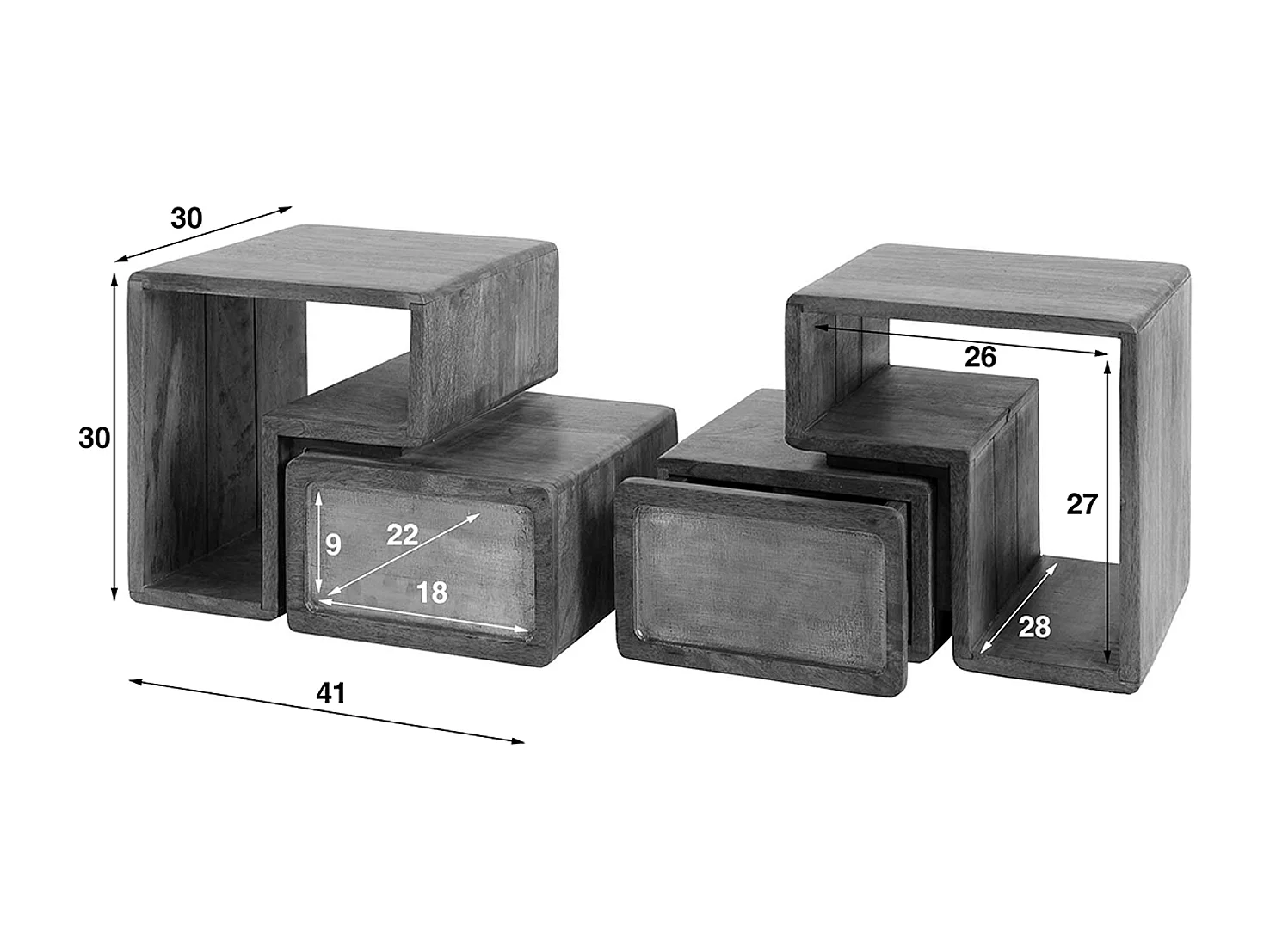 Nachttisch - Holz Holz - 30 x 42 cm - BRASY