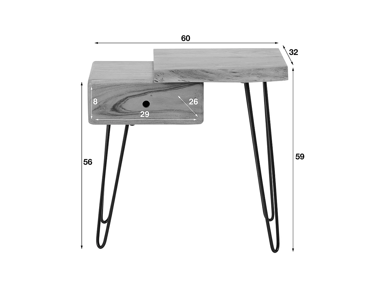 Table de nuit - Bois Bois - 32 x 60 cm - ERGEA