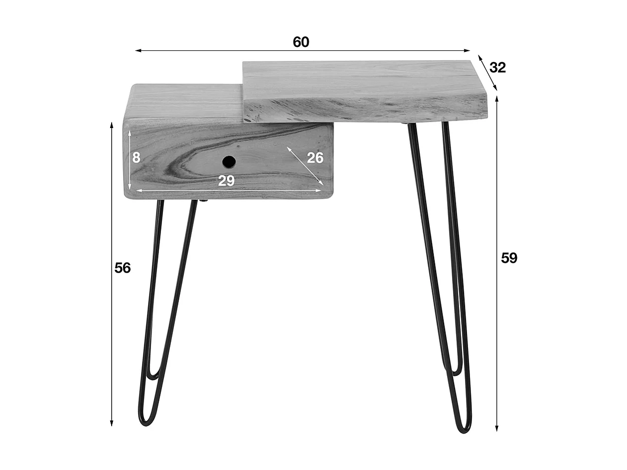 Comodino - Legno Legno - 32 x 60 cm - ERGEA