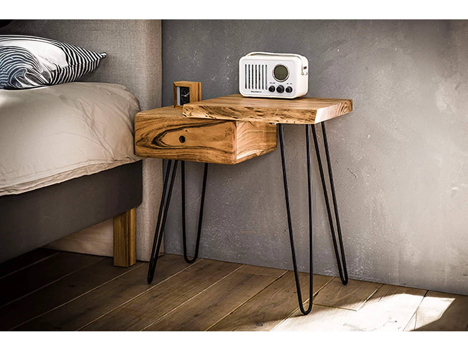 Mesilla de noche - Madera Madera - 32 x 60 cm - ERGEA