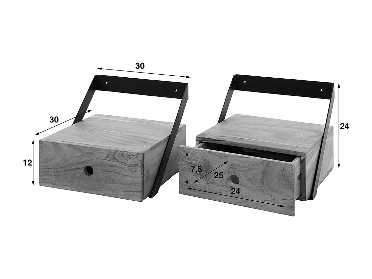 Set Table de nuit - Bois Bois - 30 x 30 cm - SEWU