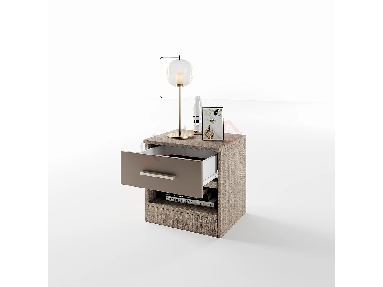 Comodino con cassetto versatile design moderno CI3007 beige scuro/lino