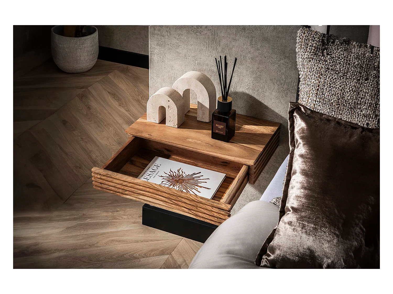 Set Table de nuit - Bois Bois - 25 x 40 cm - FIRU