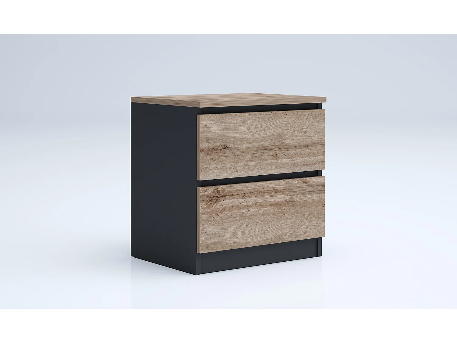 Comodino due cassetti rovere e antracite CGA4