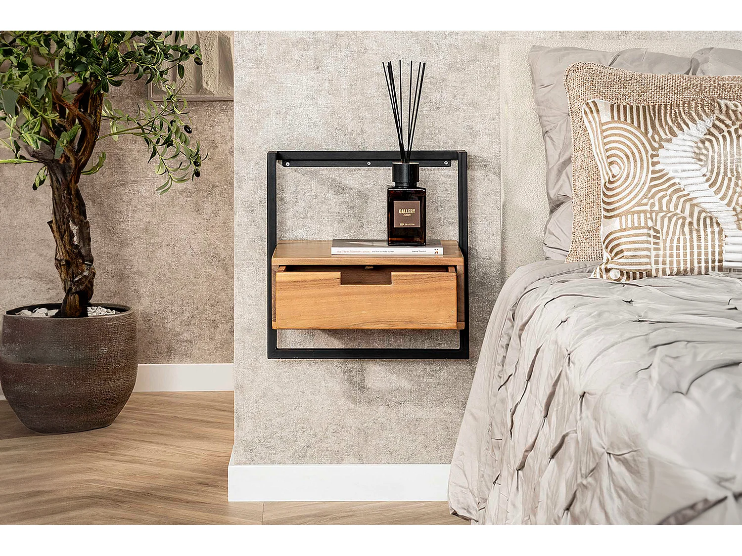 Comodino - Legno Legno - 35 x 44 cm - AIDY