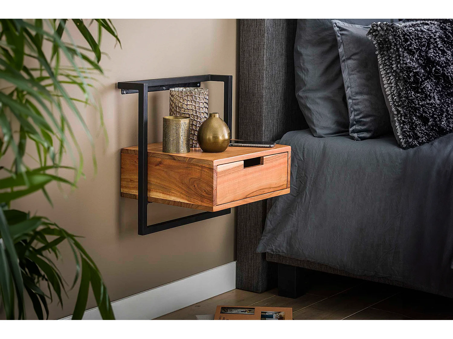 Comodino - Legno Legno - 35 x 44 cm - AIDY