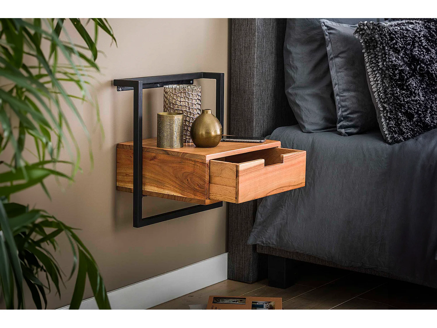 Comodino - Legno Legno - 35 x 44 cm - AIDY