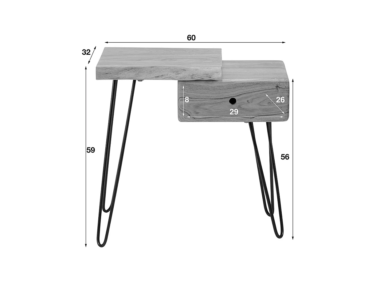 Table de nuit - Bois Bois - 32 x 60 cm - ERGEA