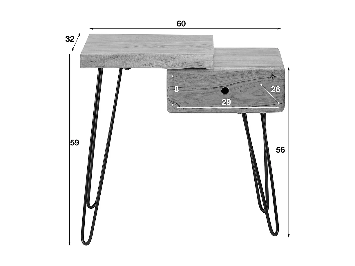 Comodino - Legno Legno - 32 x 60 cm - ERGEA