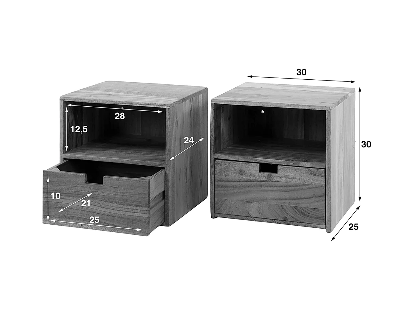 Set Table de nuit - Bois Bois - 25 x 30 cm - FATY