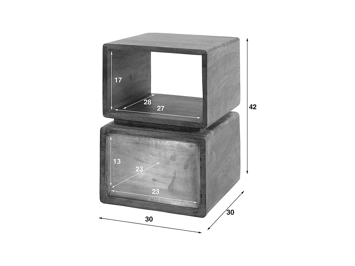 Table de nuit - Bois Bois - 30 x 30 cm - BRASY