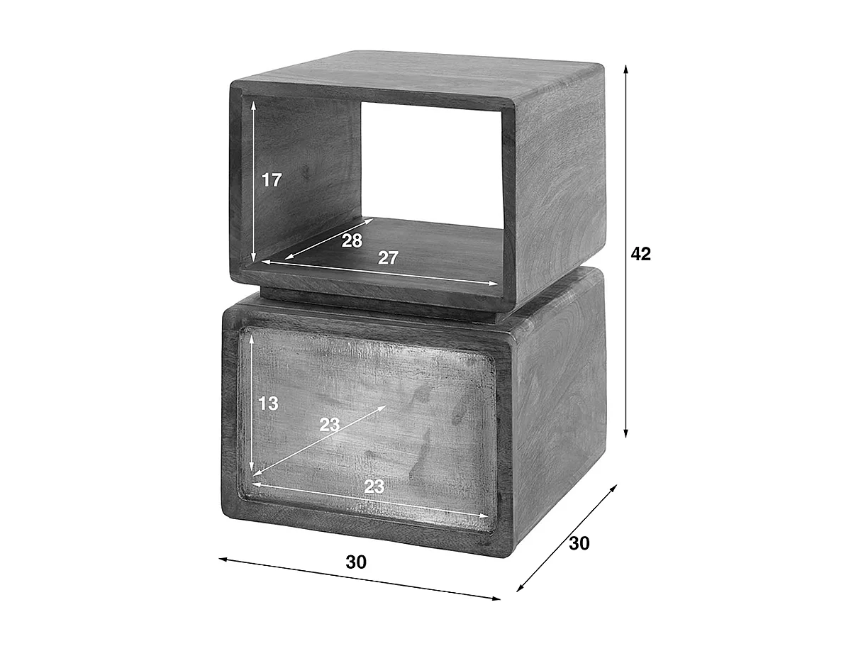 Nachttisch - Holz Holz - 30 x 30 cm - BRASY