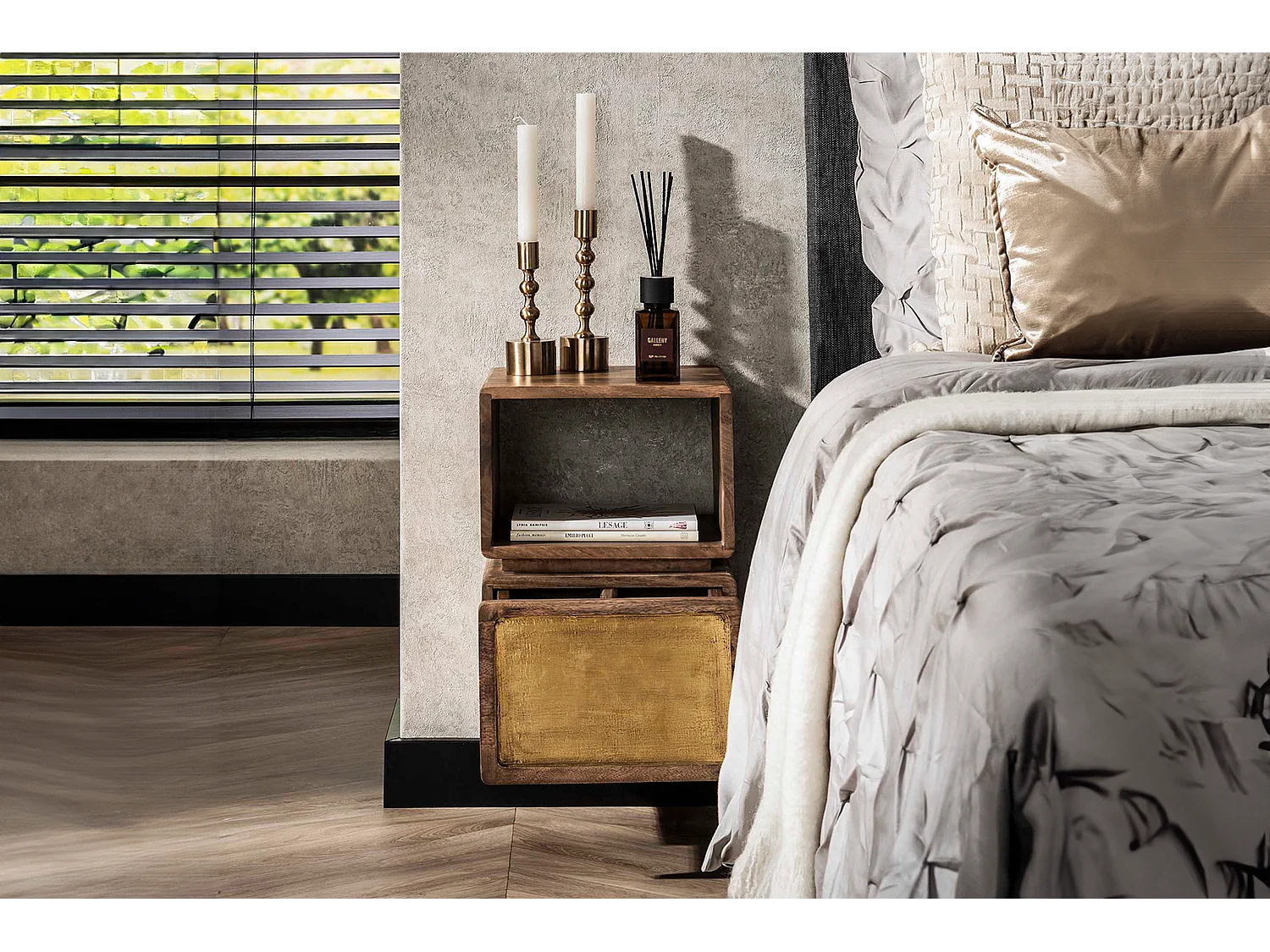 Mesilla de noche - Madera Madera - 30 x 30 cm - BRASY