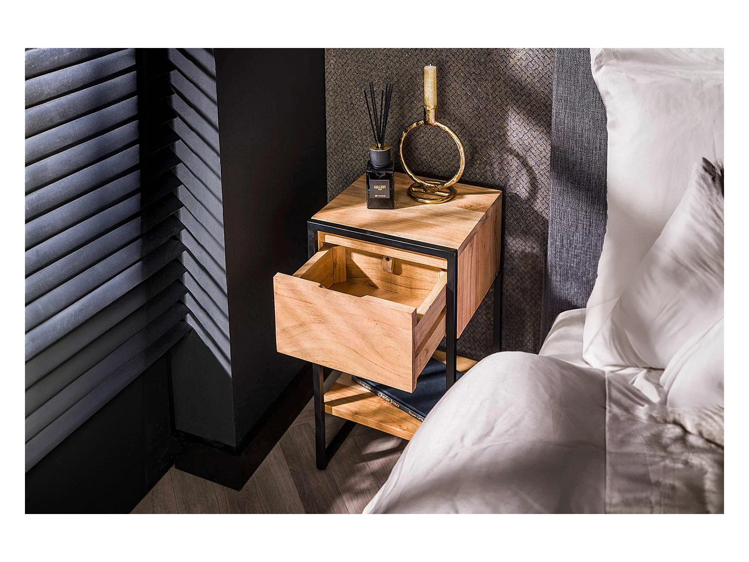 Table de nuit - Bois Bois - 30 x 30 cm - SEKI