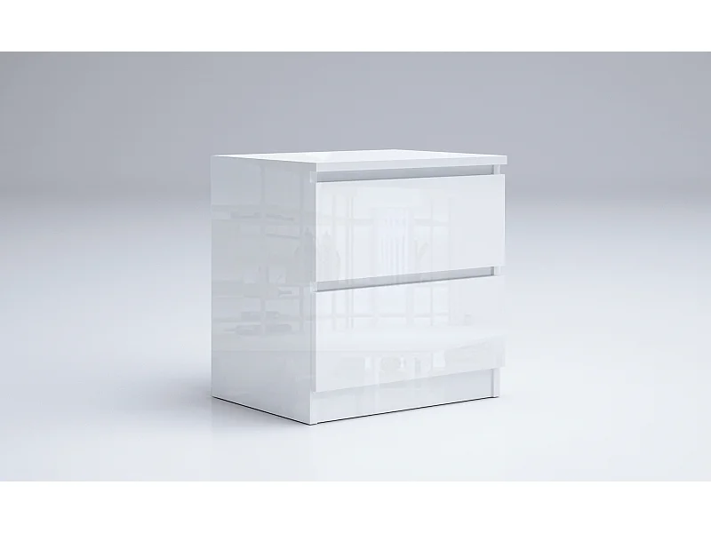 Comodino due cassetti bianco lucido CGA4