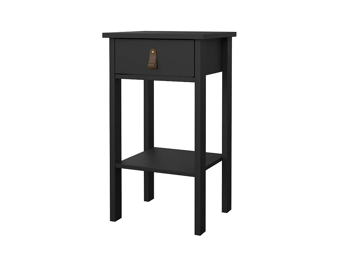 Table de chevet 1 tiroir, 1 tablette noir mat H70,1 cm - BARCELONE