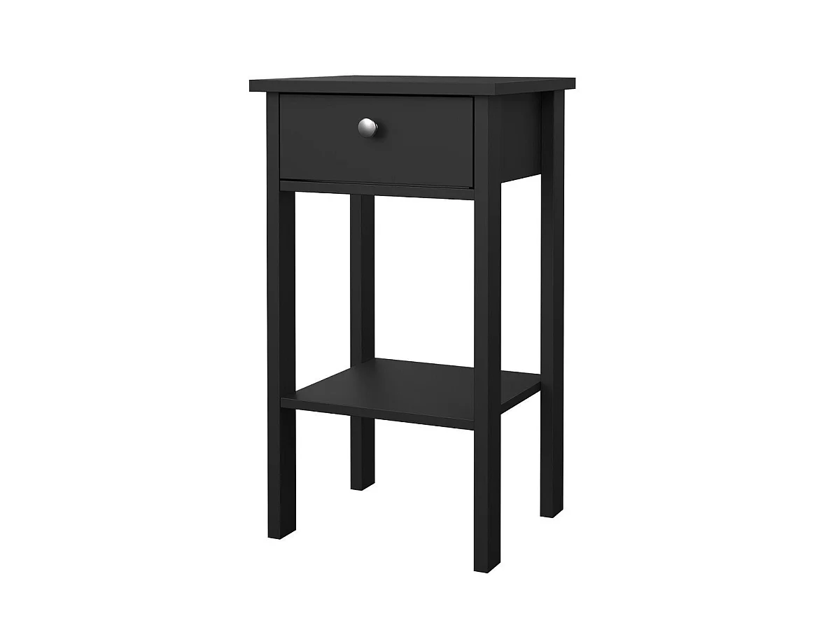 Table de chevet 1 tiroir, 1 tablette noir mat H70,1 cm - BARCELONE