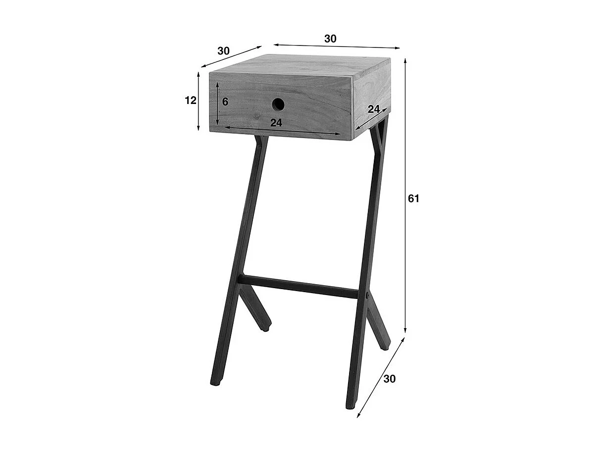 Table de nuit - Bois Bois - 30 x 30 cm - BURA