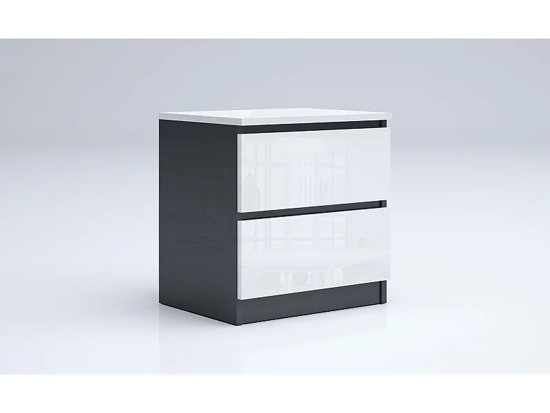 Comodino due cassetti bianco e grigio lucido CGA4