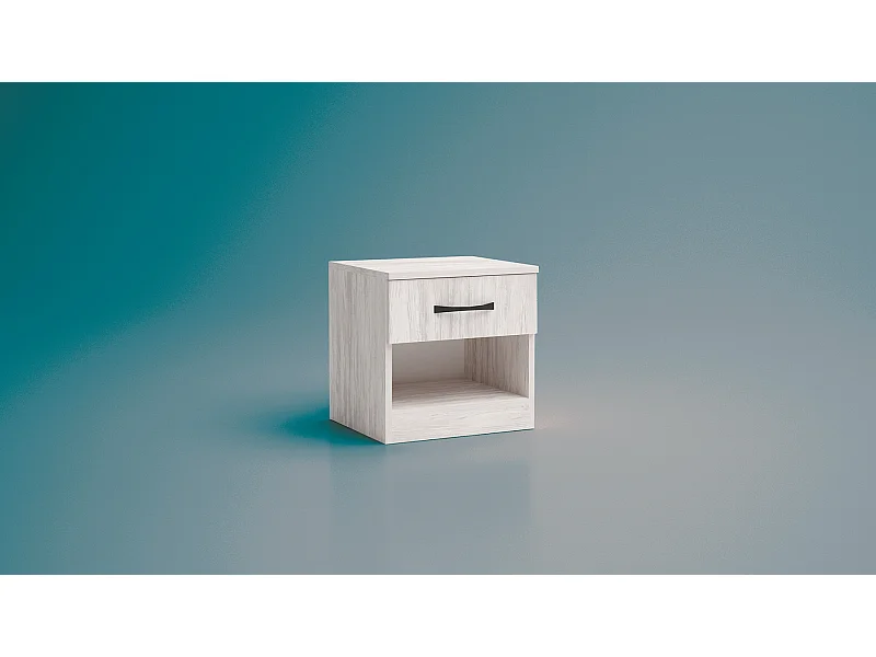Comodino moderno con cassetto e vano a giorno 40x40 cm bianco legno CGA1