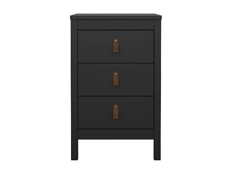Table de chevet 3 tiroirs noir mat H70,1 cm - BARCELONE