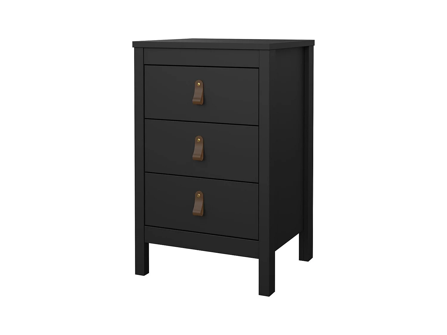 Table de chevet 3 tiroirs noir mat H70,1 cm - BARCELONE