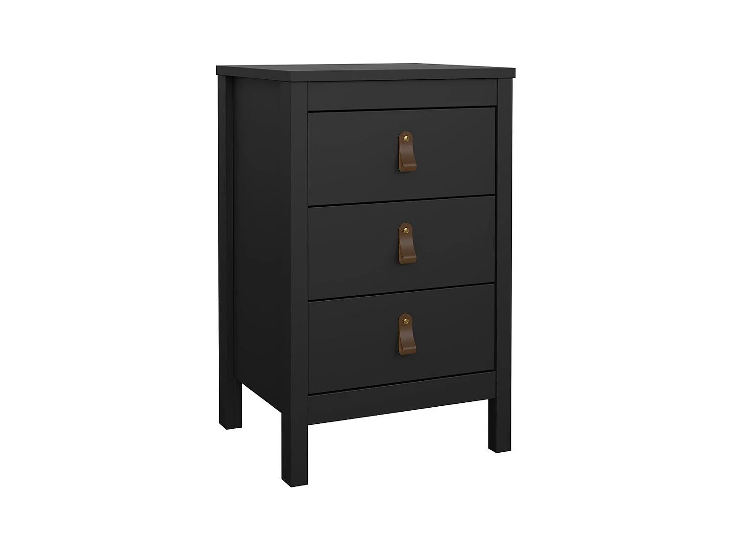 Table de chevet 3 tiroirs noir mat H70,1 cm - BARCELONE