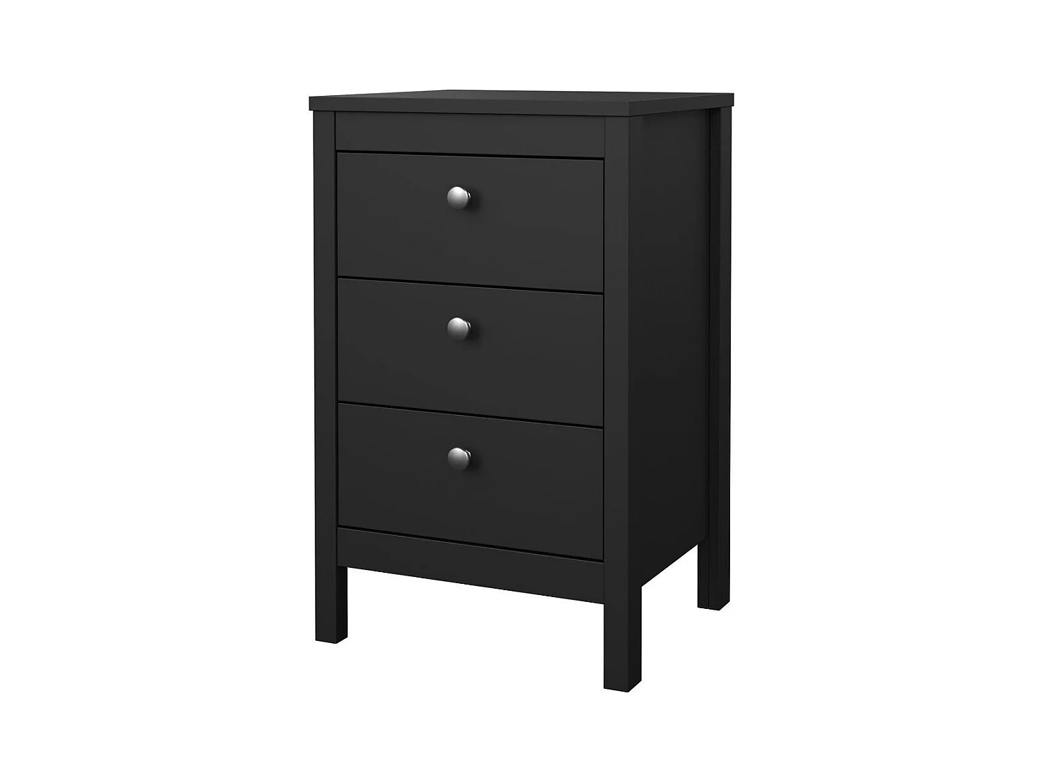 Table de chevet 3 tiroirs noir mat H70,1 cm - BARCELONE