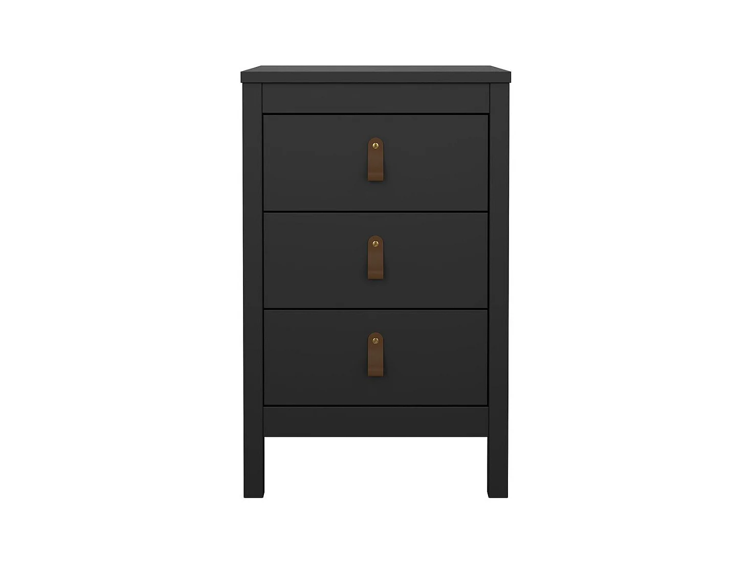 Table de chevet 3 tiroirs noir mat H70,1 cm - BARCELONE