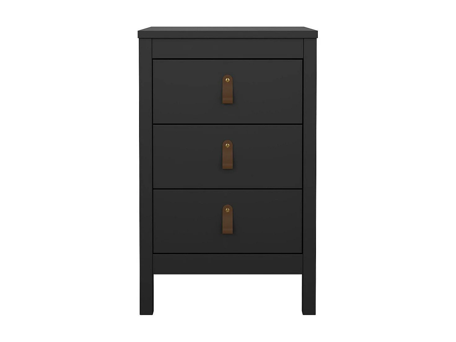Table de chevet 3 tiroirs noir mat H70,1 cm - BARCELONE