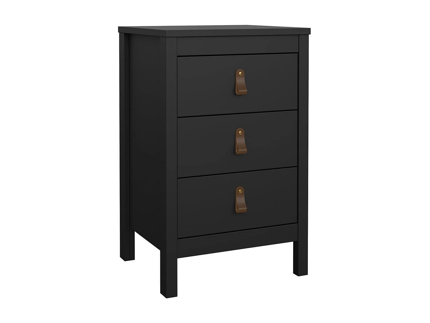 Table de chevet 3 tiroirs noir mat H70,1 cm - BARCELONE