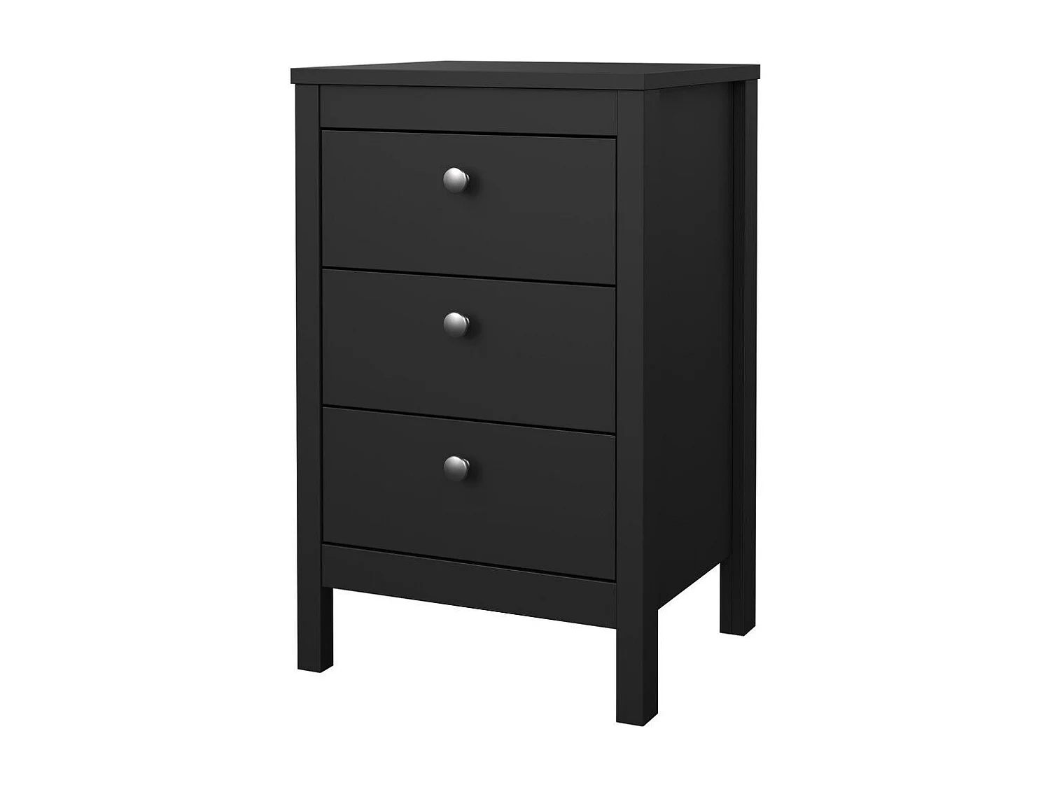 Table de chevet 3 tiroirs noir mat H70,1 cm - BARCELONE