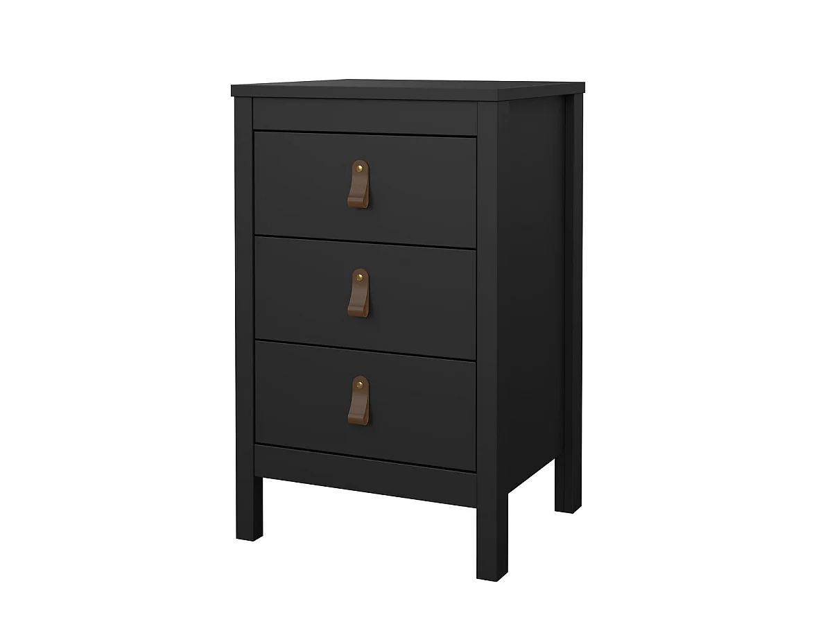 Mesa de cabeceira 3 gavetas preto mate H70,1 cm - BARCELONA