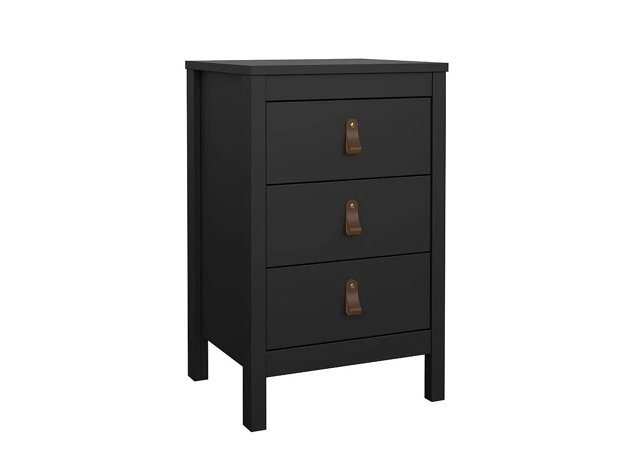 Mesa de cabeceira 3 gavetas preto mate H70,1 cm - BARCELONA