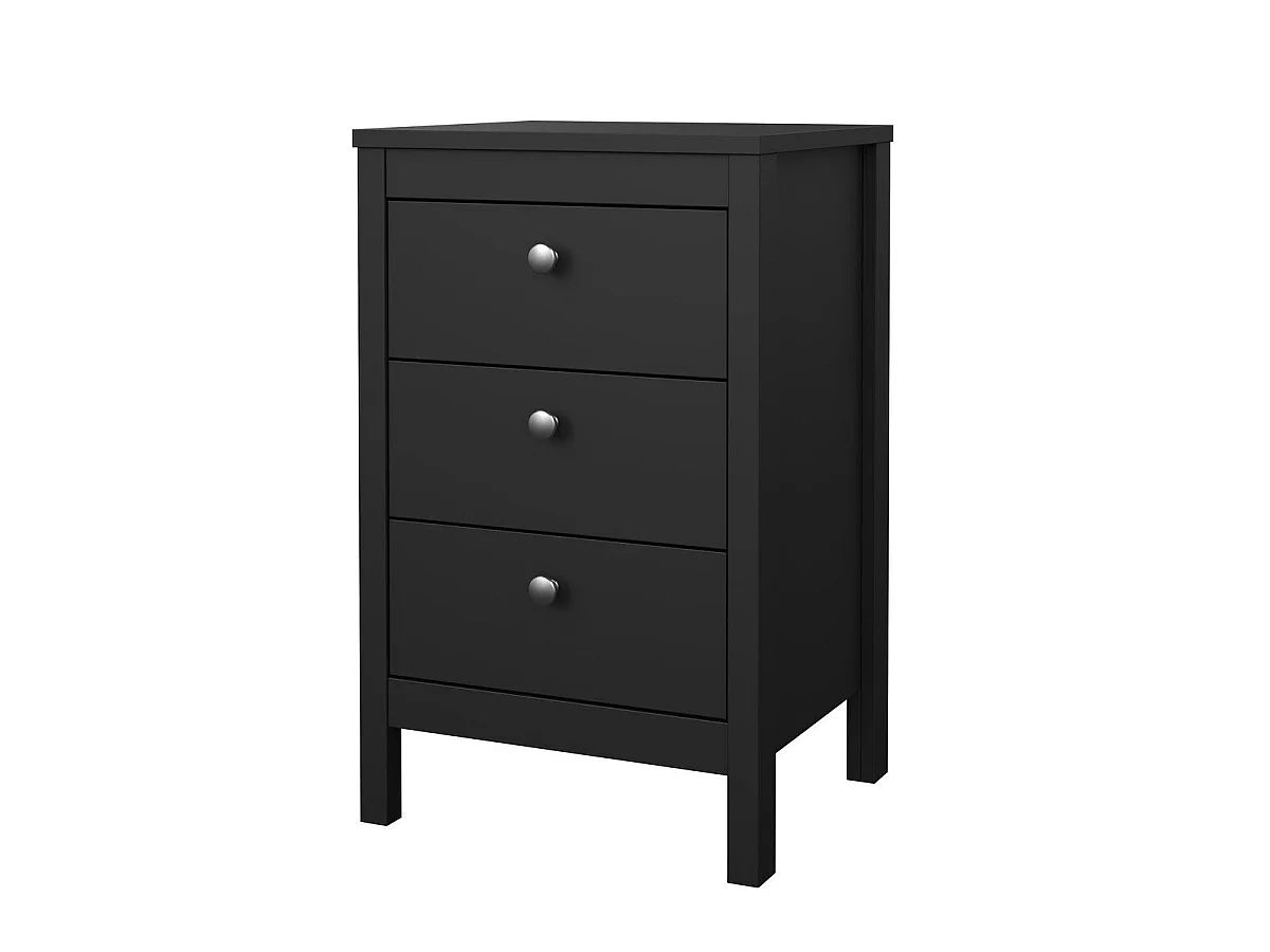 Mesa de cabeceira 3 gavetas preto mate H70,1 cm - BARCELONA