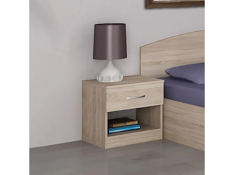 Comodino moderno con cassetto e vano a giorno 40x40 cm rovere sonoma CGA1