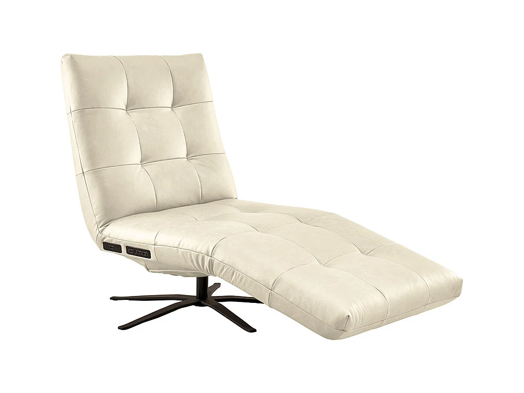 Chaise longue - blanc cuir - LETICIA