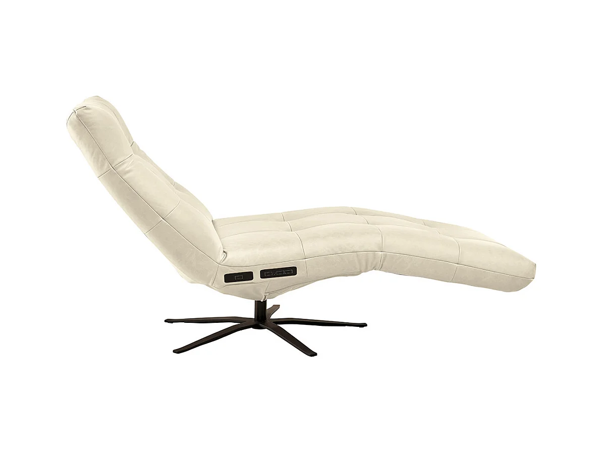 Chaise longue - blanc cuir - LETICIA